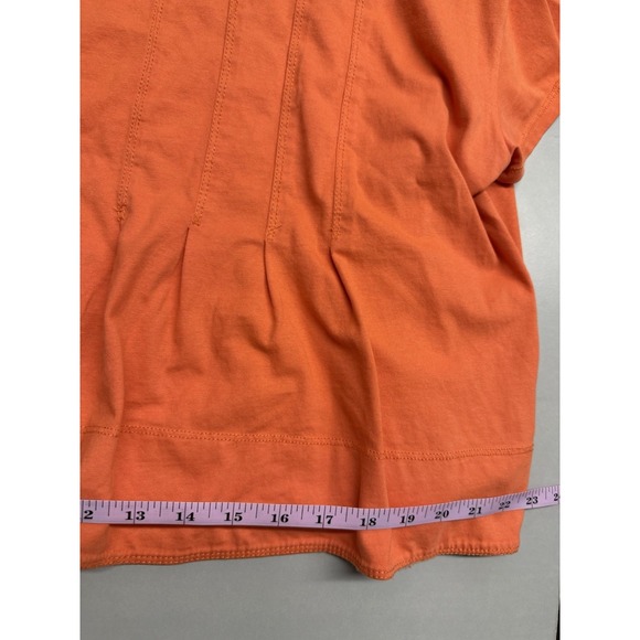 Anthropologie PILCRO Orange Pleated Swing Cotton T-Shirt. Sz L - Picture 6 of 15